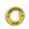 Schneider Electric SCHNEIDER ZBY9W2G330 Harmony világító felirati körgyűrű vészleállítóhoz, piros, 120VAC, vészleállító logóval, "EMERGENCY STOP"