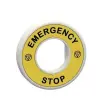 Schneider Electric SCHNEIDER ZBY9W2M330 Harmony világító felirati körgyűrű vészleállítóhoz, piros, 230VAC, vészleállító logóval, "EMERGENCY STOP"
