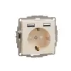 Schneider Electric SDD112052 2P+F csatlakozóaljzat biztonsági zsaluval (gyermekvédelemmel), dupla A+A USB töltővel, bézs burkolattal, keret nélkül, 16A 250V AC, rugós bekötés (Sedna Design / Elements)