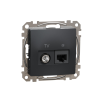 Schneider Electric SDD114469T kombinált csatlakozóaljzat 1xRJ45 + 1xTV (informatikai UTP cat6 + végzáró 4dB) antracit burkolattal, keret nélkül, csavaros bekötés (Sedna Design / Elements)