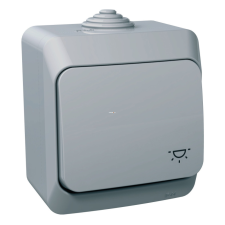 Schneider Electric Zrt. Schneider Cedar egypólusú nyomó, lámpajellel, IP44, szürke (Plus) villanyszerelés