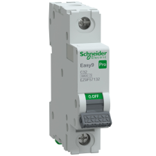 Schneider Electric Zrt. Schneider Easy9 Pro kismegszakító 1P C 32A (EZ9F57132) villanyszerelés