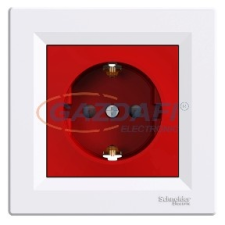 SCHNEIDER EPH2900521 ASFORA 2P+F csatlakozóaljzat, gyermekvédelemmel, piros betét, csavaros, kerettel, fehér villanyszerelés