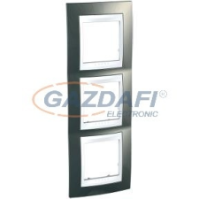 SCHNEIDER MGU6.006V.824 UNICA Plus hármas függőleges keret, fehér betéttel, pezsgőszürke villanyszerelés