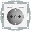 SCHNEIDER MTN2366-0319 MERTEN 2P+F aljzat, GYV, kettős USB töltővel, rugós bekötés, 16A / 2.4A, polárfehér