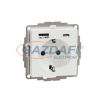 SCHNEIDER MTN2367-0325 MERTEN 2P+F aljzat, GYV, kettős USB töltővel, rugós bekötés, 16A / 3A, A+C, aktívfehér