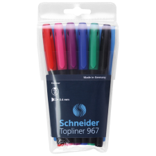 SCHNEIDER Rostirón, tűfilc készlet, 0,4mm, Schneider TopLiner 967, 6 klf. szín filctoll, marker