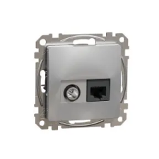 SCHNEIDER SDD113469T ÚJ SEDNA TV/RJ45 Cat6 UTP kombinált aljzat, alumínium villanyszerelés