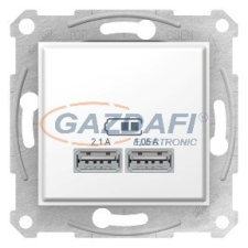 SCHNEIDER SDN2710221 SEDNA Dupla USB töltő, 2.1A, fehér villanyszerelés