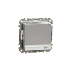 SCHNEIDER SednaÚj 162 dugalj földelt csapófedéllel gyerekzárral alumínium IP20 süllyesztett Schneider - SDD213023 villanyszerelés