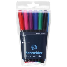SCHNEIDER Tűfilc készlet, 0,4 mm, SCHNEIDER &quot;Topliner 967&quot;, 6 különböző szín filctoll, marker