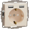SCHNEIDER ÚJ SEDNA 2P+F csatlakozóaljzat, BZS, kettős USB töltővel, rugós, 16A/2.4A, bézs