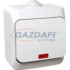 SCHNEIDER WDE000514 CEDAR PLUS Egypólusú kapcsoló, jelzőfénnyel, IP44, fehér villanyszerelés