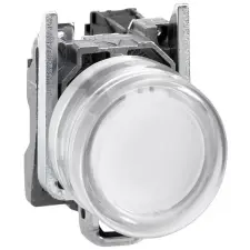 SCHNEIDER XB4BP183M5EX ATEX D világító nyomógomb, fém, 1NO, fehér, átlátszó védősapkával, 240VAC villanyszerelés