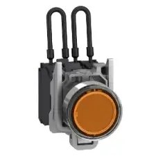 SCHNEIDER XB4BW25G5 Harmony komplett fém nyomógombos LED tesztlámpa, Ø22, 110/120VAC, narancssárga villanyszerelés