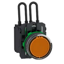 SCHNEIDER XB5AW25B5 Harmony komplett műanyag nyomógombos LED tesztlámpa, Ø22, 24VAC/DC, narancssárga villanyszerelés