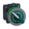 SCHNEIDER XB5FK123G5C0 Harmony panelbe süllyesztett komplett műanyag világító kapcsoló, Ø30, 2 állású, 120 VAC, 1NO+1NC, zöld, szürke körgyűrű