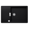 Schock Tia D-100LS Cristadur Puro gránit mosogatótálca, automata szűrőkosras leeresztővel, szifonnal, fekete, beépíthető