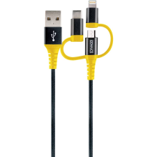 Schwaiger USB 2.0 Univerzális adat- és töltőkábel 1.2m - Fekete/Sárga kábel és adapter