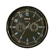 Secco Falióra, 30 cm, páratartalom mérővel, hőmérővel SECCO, króm színű falióra