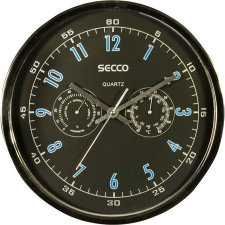 Secco falióra 30cm páratartalom mérővel, hőmérővel króm színű  (DFA010 / S TS6055-51) (S TS6055-51) falióra