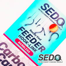 SEDO Carbon Carp Crystal Monofil Feeder rig Barbless - Szakáll Nélküli Feeder előke horog