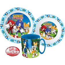 Sega Sonic a sündisznó étkészlet, micro műanyag szett 350 ml-es bögrével babaétkészlet