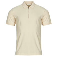 Selected Rövid ujjú galléros pólók SLHISAAC ZIP Bézs EU XXL