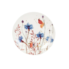 Selowei Bloom - Kézzel festett virágmintás nagyméretű lapos tányér tányér és evőeszköz