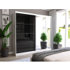  Selvio III. Gardróbszekrény 233x218x60 fekete üveggel - fehér