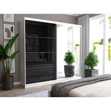  Selvio III. Gardróbszekrény 233x218x60 fekete üveggel - fehér bútor