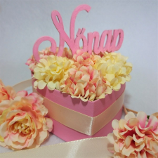  Selyemvirág box - Rózsaszín Nőnapi Szív dekoráció