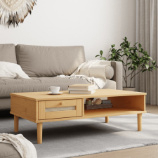  SENJA barna rattanhatású tömör fa dohányzóasztal 100x55x33 cm bútor