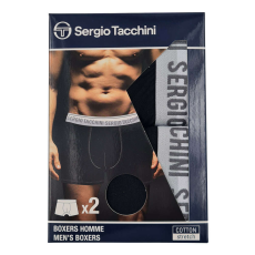 Sergio Tacchini Férfi Boxeralsó - Pamut - 2 db - XL - Fekete/Szürke