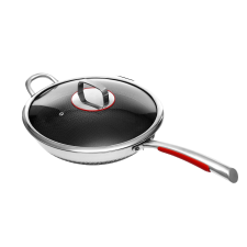  Serpenyő, tapadásmentes bevonat, edzett üveg fedél, fekete edény