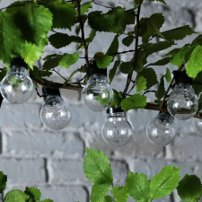 Sersimo Fényfüzér, LED, Luca modell, 10 izzós, 380cm, napelemes töltés, hideg fehér fény kültéri világítás