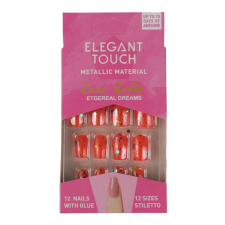 Set 12 Unghii False Elegant Touch, fémes anyag, 02 cseresznye tip