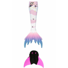  Set 2 piese Costum de baie Model Sirena, include si Inotatoarea pentru fixarea cozii, Scoici, 110 cm