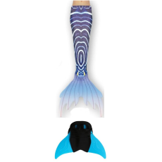  Set 2 piese Costum de baie Sirena, include si Inotatoarea pentru fixarea cozii, Albastru aquamarin/Bleumarin, 120 cm