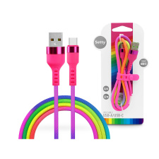 Setty USB - USB Type-C adat- és töltőkábel 1,2 m-es vezetékkel - Setty Rainbow -5V/2,1A (SE094179) mobiltelefon kellék