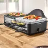 Severin grill/raclette főzőlap, Black Line Lite, ideális főzéshez/gratináláshoz, 8 személyes, tapadásmentes bordás tányér, természetes kő, állítható hőmérséklet, 8 raclette eszköz mellékelve,