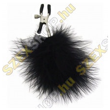 Sex & Mischief Feathered Nipple Clamps - tollas bimbócsipesz - fekete