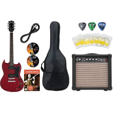 Shaman Element sorozat Dcx-100R Elektromos Gitár Piros Starter Set gitár és basszusgitár