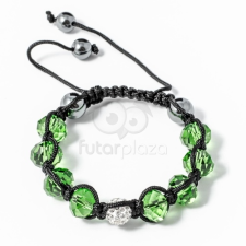 Shamballa karkötő 1 kristály + 8 üveggyöngy zöld jwr-1553 karkötő