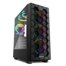 Sharkoon Számítógépház - RGB HEX (fekete; alsó táp; ATX,mATX; mITX; 6x120mm RGB LED; 2xUSB3.0 + 2xType-C Gen 2; I/O) számítógép ház