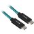 Sharkoon USB-C apa - USB-C apa 3.2 Adat és töltő kábel - Fekete/világoskék (0,5m) (4044951027132)