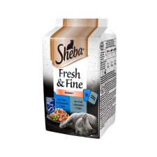Sheba 6x50g Fresh & Fine - nedves macskaeledel szószban (lazac, tonhal, tőkehal) macskaeledel