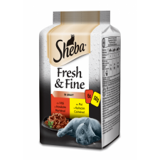 Sheba Fresh & Fine alutasakok macskáknak, exkluzív keverék mártásban, 72x50 g macskaeledel