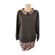  Shein fekete leopárd mintás női pulóver (méret: XL) női pulóver, kardigán