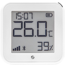 Shelly Gen3 H&T, elemes hőmérséklet- és páratartalom-érzékelő, kijelzővel, WiFi, fehér színben biztonságtechnikai eszköz